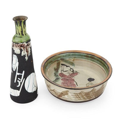 Lot 203 - Gilbert Portanier [VASE]; [BOWL] Two painted...