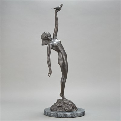 Lot 487 - French Art Deco Bronze Figure of a Nude Woman...