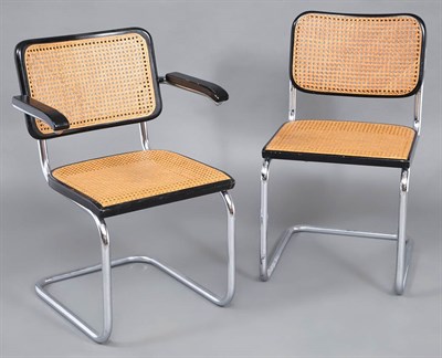 Lot 418 - Set of Eight Cesca Tubular Steel, Painted Wood...