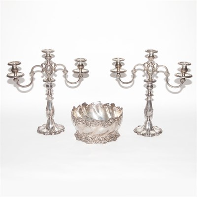 Lot 471 - Pair of Sterling Silver Candelabra In the...