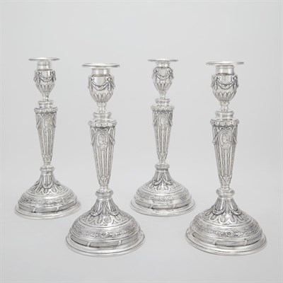 Lot 230 - Set of Four German Silver Candlesticks 20th...