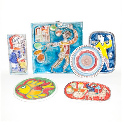 Lot 259 - Five Giovanni de Simone Glazed Pottery Relief...