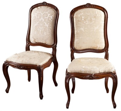 Lot 385 - Pair of Italian Rococo Walnut Side Chairs Each...