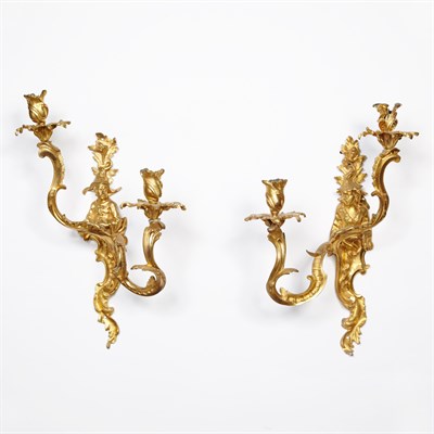 Lot 292 - Pair of Rococo Style Gilt-Metal Two-Light...
