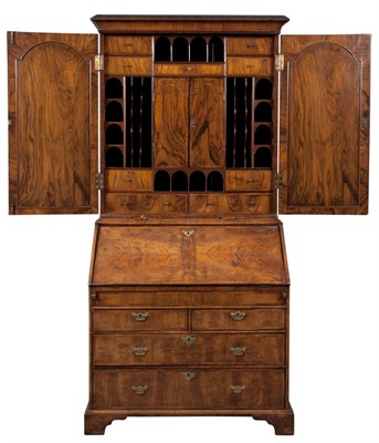 Lot 402 - Queen Anne Inlaid Walnut Bureau Cabinet In two...