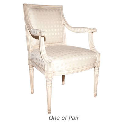 Lot 489 - Pair of Louis XVI Style White Painted...
