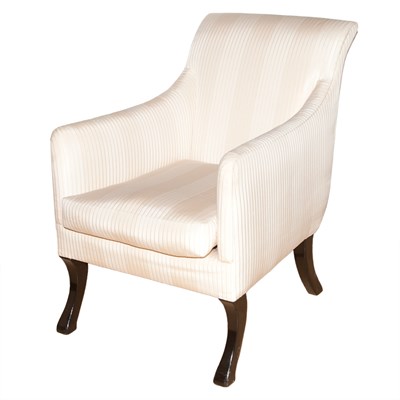Lot 570 - Pair of Silk Upholstered Lacquered Armchairs...
