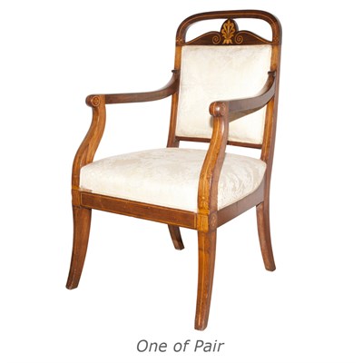 Lot 503 - Pair of Charles X Inlaid Rosewood Armchairs
