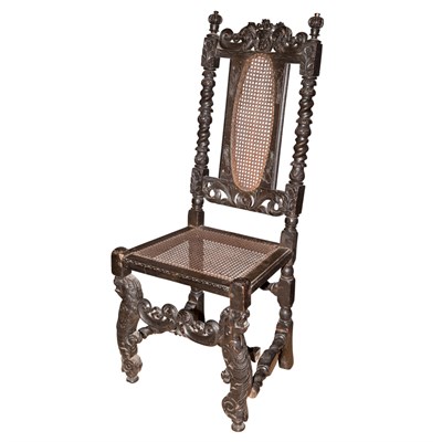Lot 331 - Two Charles II Dark Stained and Caned Side Chairs