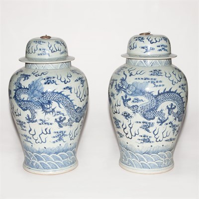 Lot 573 - Pair of Chinese Blue and White Porcelain...