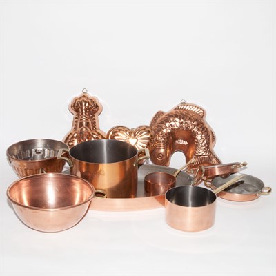 Lot 300 - Group of Copper Pots and Dessert Molds...