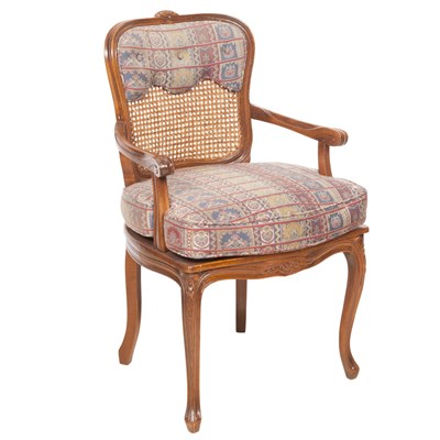 Lot 190 - Louis XV Style Caned Fruitwood Fauteuil