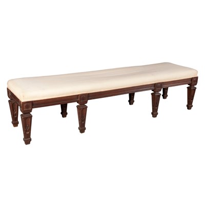 Lot 224 - Louis XVI Style Oak Stained Upholstered Bench...
