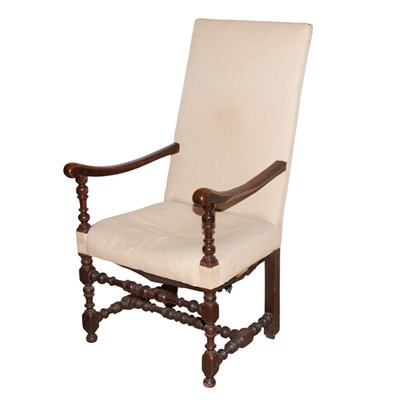 Lot 233 - Baroque Style Fruitwood Upholstered Open Armchair