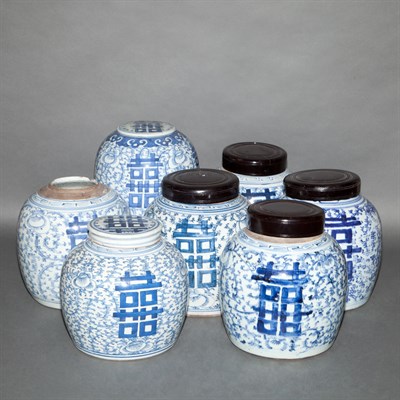Lot 244 - Group of Seven Chinese Blue and White...