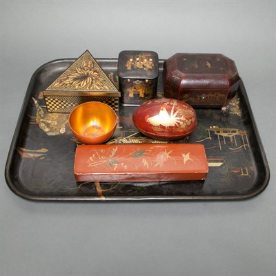 Lot 256 - Group of Seven Lacquered Table Articles...