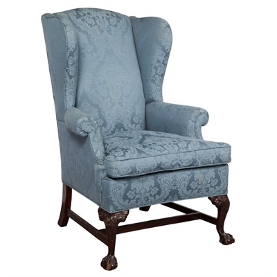 Lot 265 - George II Style Mahogany Upholstered Wing Chair