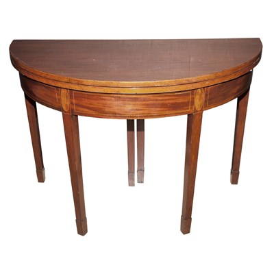 Lot 269 - George III Style Inlaid Mahogany Demilune Fold-...
