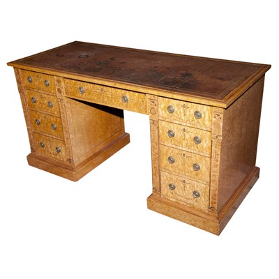 Lot 377 - Edwardian Style Figured Maple Double-Pedestal...