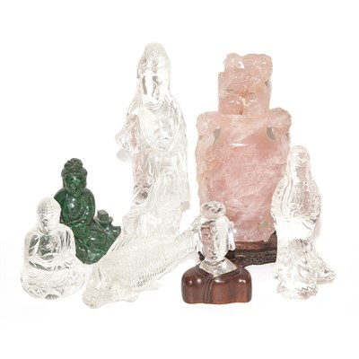 Lot 412 - Group of Seven Asian Hardstone, Glass and Rock...