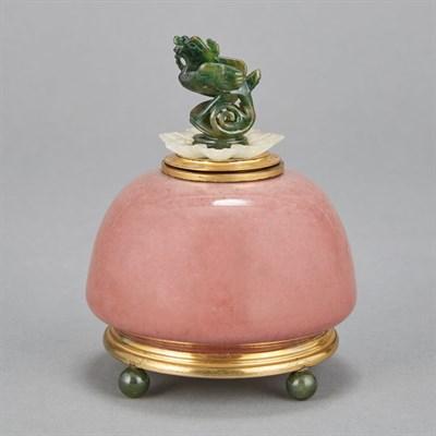 Lot 302 - Japanese Carved Jade and Gilt-Metal Mounted...
