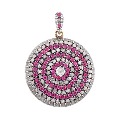 Lot 17 - Antique Silver, Gold, Ruby and Diamond Locket-Pendant