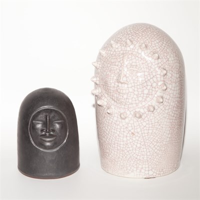 Lot 631 - Paul Bellardo Sun and Moon Ceramic Faces...