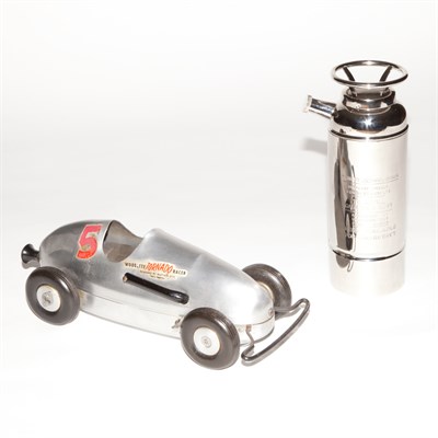 Lot 598 - Chrome Plated Cocktail Shaker; Together with a...