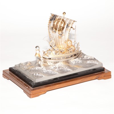 Lot 470 - Chinese Silvered and Gilt-Metal Model of a...