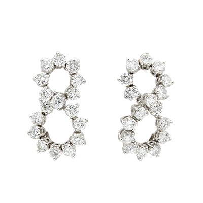 Lot 102 - Pair of Platinum and Diamond Earrings, Tiffany & Co.