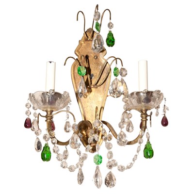 Lot 511 - Set of Four Gilt-Metal and Glass Two-Light...