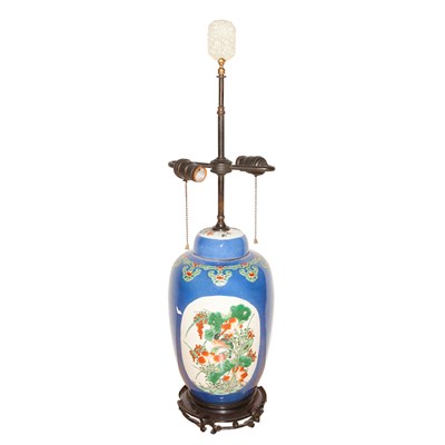 Lot 554 - Chinese Famille Verte Porcelain Lamp Height 14...