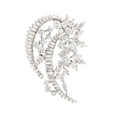 Lot 124 - Platinum and Diamond Clip-Brooch, France