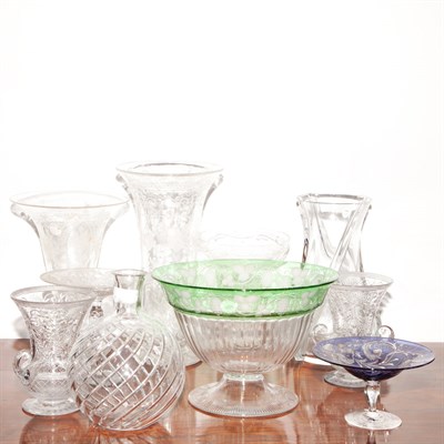 Lot 617 - Group of Ten Glass Table Articles Height of...