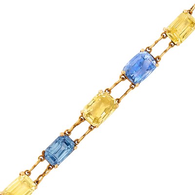Lot 221 - Gold, Sapphire and Yellow Sapphire Bracelet