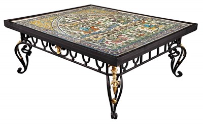 Lot 340 - Persian Tile Inset Wrought Iron Low Table The...
