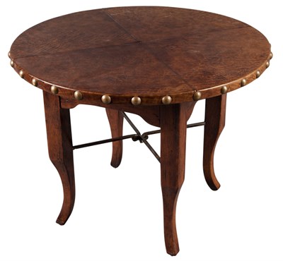 Lot 242 - Arts and Crafts Style Leather Top Low Table...