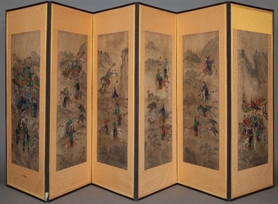 Lot 17 - Korean Six-Panel Screen Choson Period, 19th...