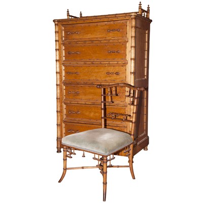 Lot 211 - Maple Faux Bamboo Lockside Chest Circa 1880...