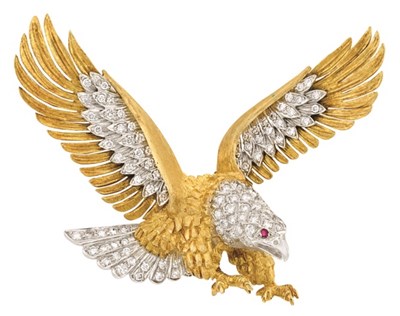Lot 202 - Gold, Platinum and Diamond Bird Brooch, McTeigue