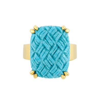 Lot 281 - Gold and Carved Turquoise Ring, Gumps