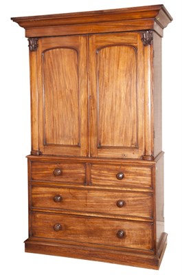 Lot 390 - George III Mahogany Linen Press Height 7 feet,...