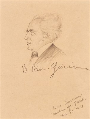 Lot 264 - BEN-GURION, DAVID Pencil drawing by Irving...