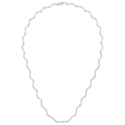 Lot 320 - Platinum and Diamond Crescent Link Necklace