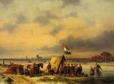Lot 13 - Fred Arends Dutch, b. 1949 Villagers by the...