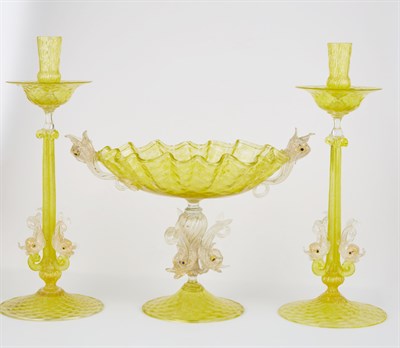 Lot 93 - Venetian Glass Console Set Attributed to...