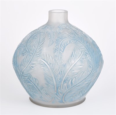 Lot 415 - R. Lalique Molded Glass Plumes Vase Marcilhac...