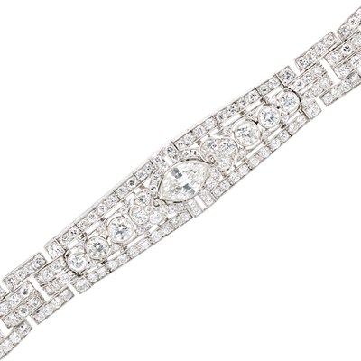 Lot 444 - Art Deco Platinum and Diamond Bracelet, Oscar Heyman & Brothers