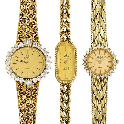 Lot 126 - Three Gold and Diamond Wristwatches