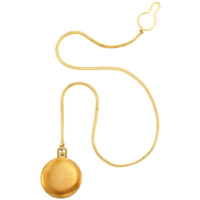 Lot 342 - Gold Hunting Case Pocketwatch with Chain, Bucherer